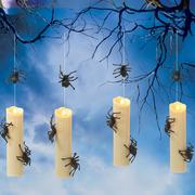 Hanging Metal Spider-Covered Halloween Flameless Candlesticks, String of 4 - Gerson International
