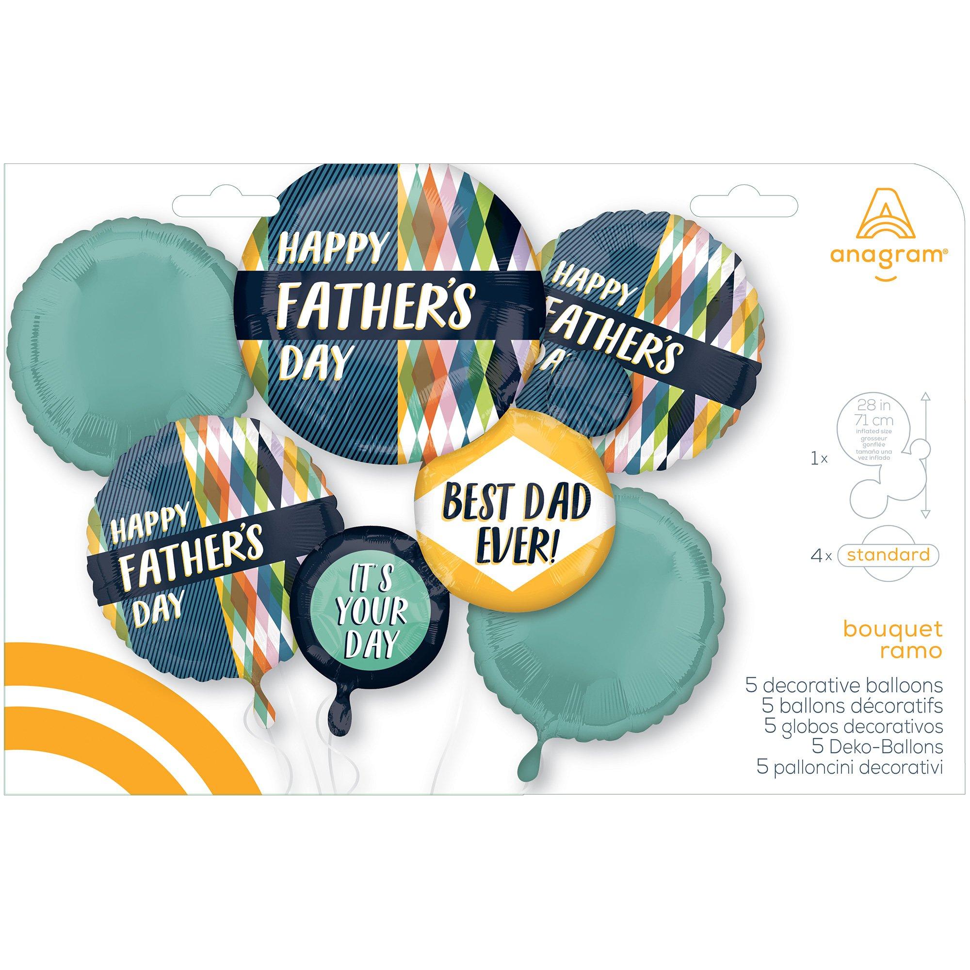 PartyCity Plaid Dad Father's Day Foil Balloon Bouquet, 5pc Hamilton Place
