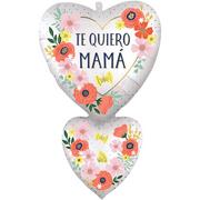 Satin Te Quiero Mamá Bloom Foil Heart Cluster Balloon, 20in x 31in