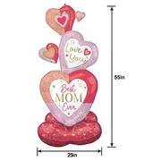 AirLoonz Best Mom Ever Colorful Stacked Hearts Foil Balloon, 55in