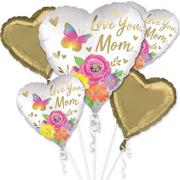 Butterfly, Flowers & Hearts Mother's Day Foil Balloon Bouquet, 5pc