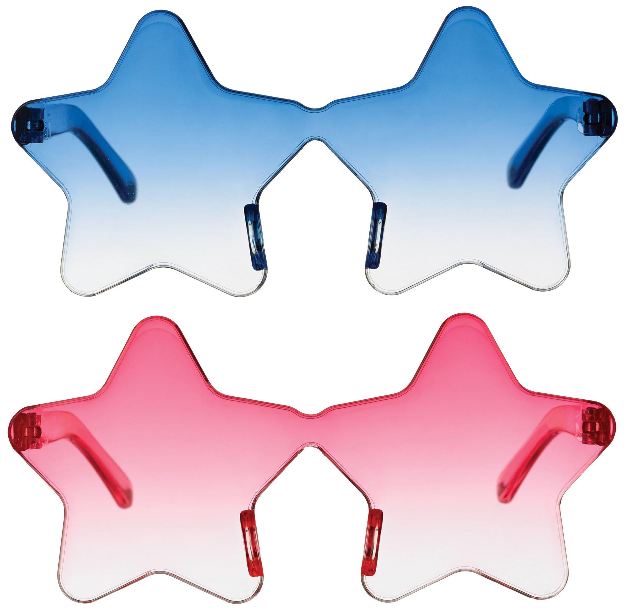Translucent Red & Blue Patriotic Star Glasses, 2pc