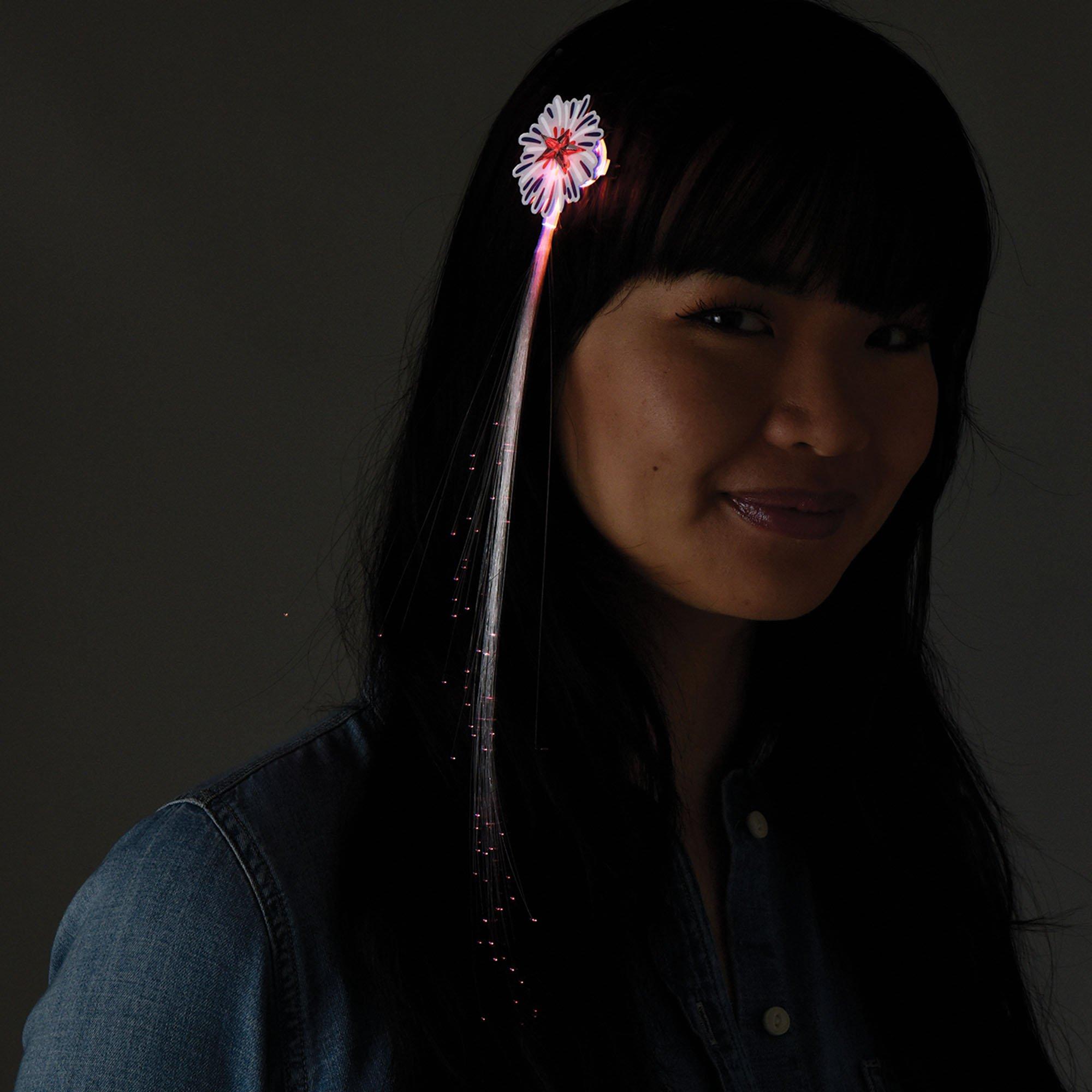 Light-Up Patriotic Hair Extensions, 12in, 3ct