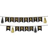 Black & Gold Congrats Graduate Cardstock Banner Set, 10ft, 2pc
