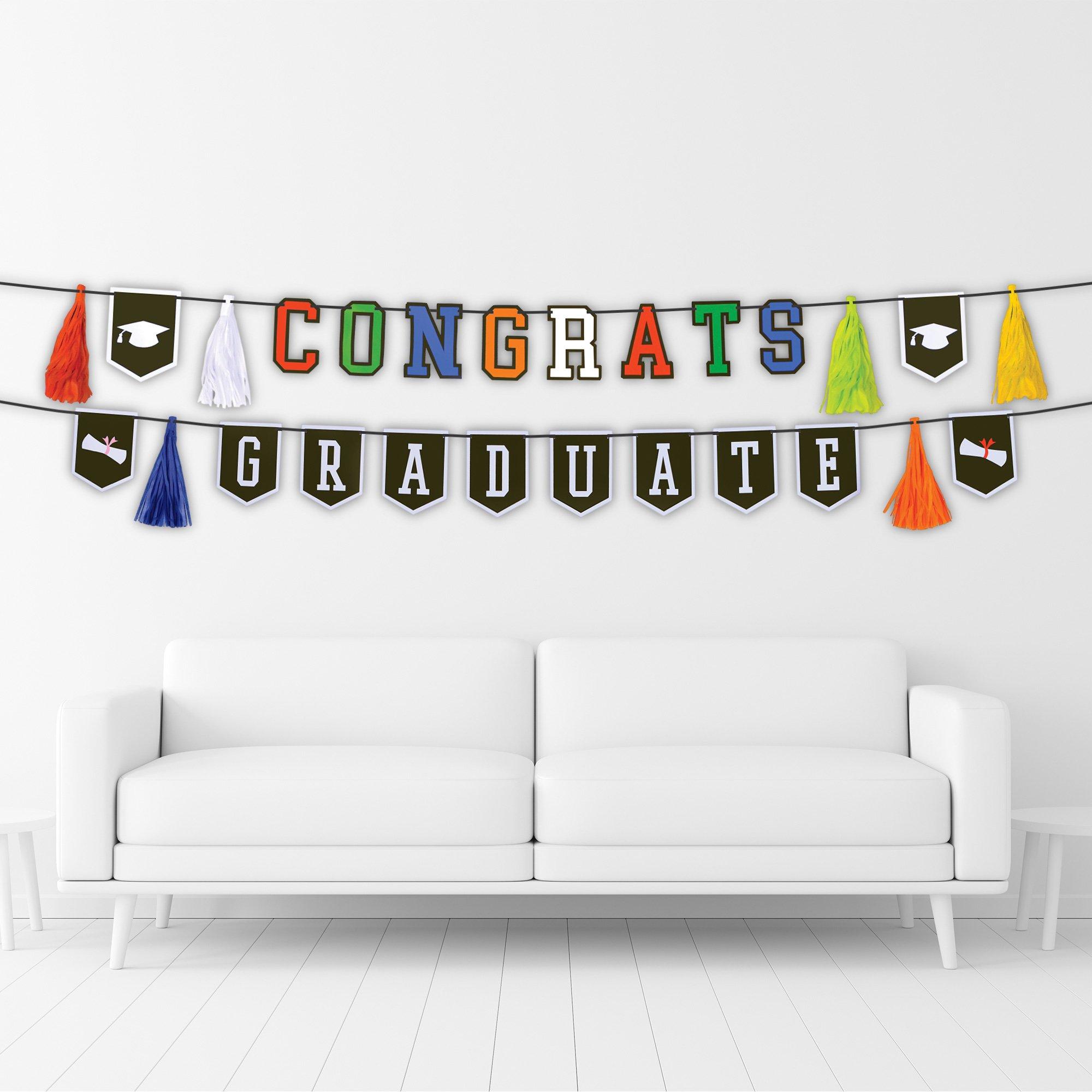 Multicolor Congrats Graduate Cardstock Banner Set, 10ft, 2pc Party City