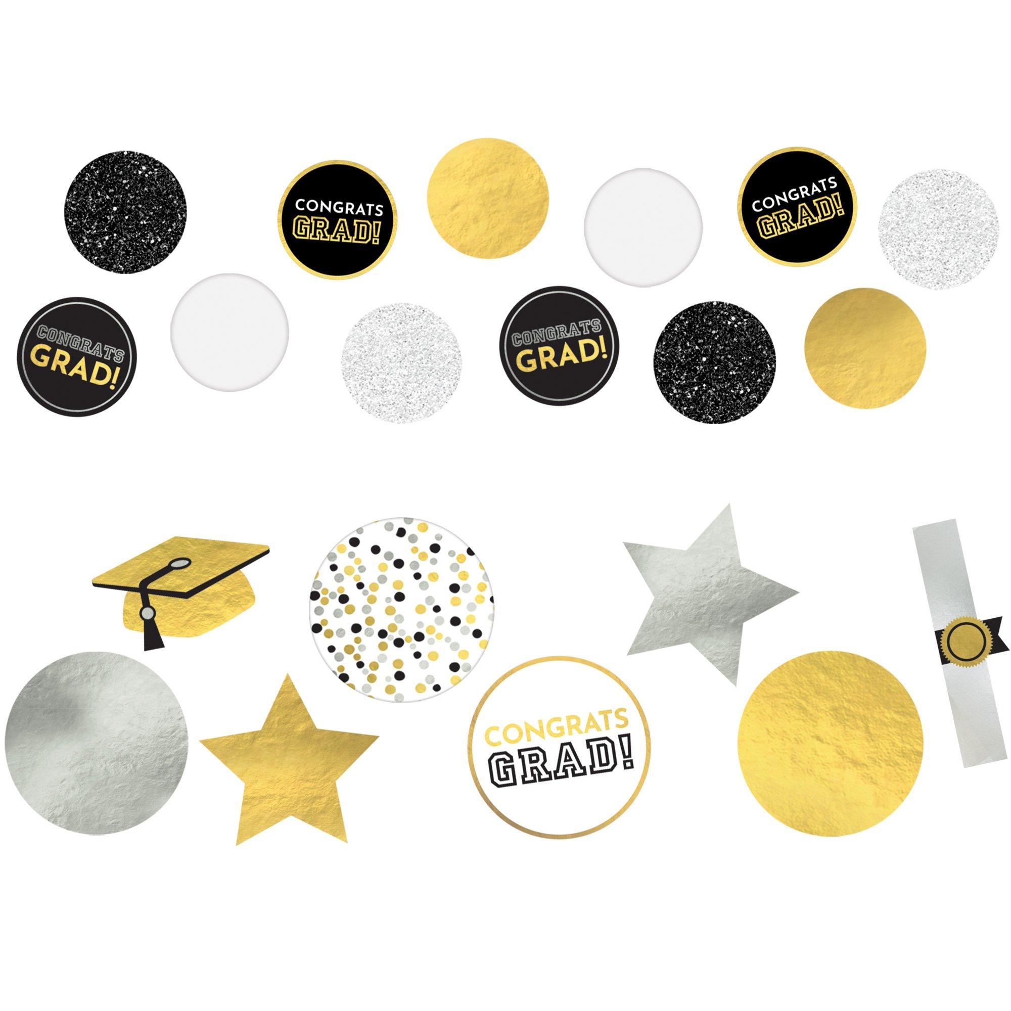 Giant Black, Silver, & Gold Graduation Confetti, 48pc