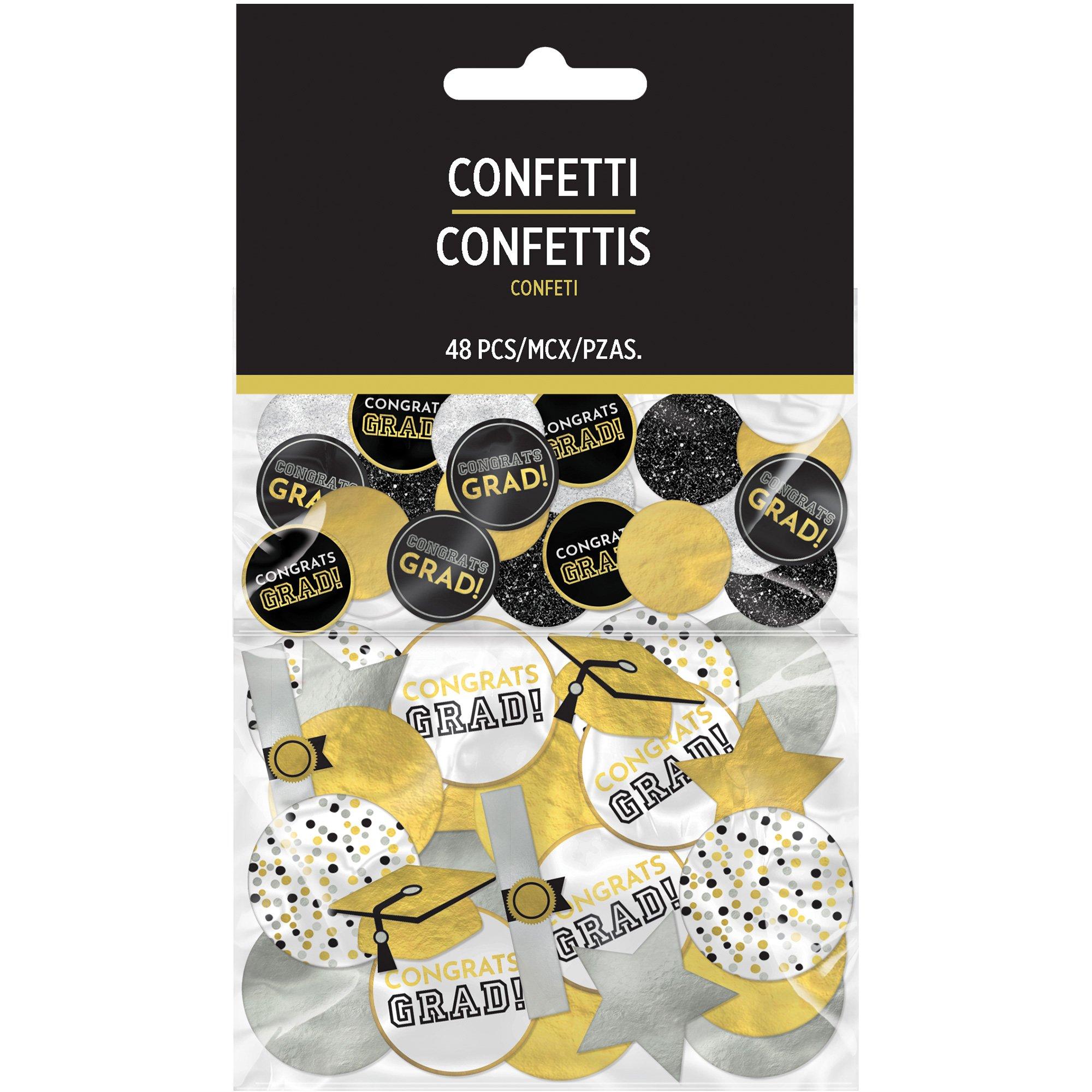 Giant Black, Silver, & Gold Graduation Confetti, 48pc