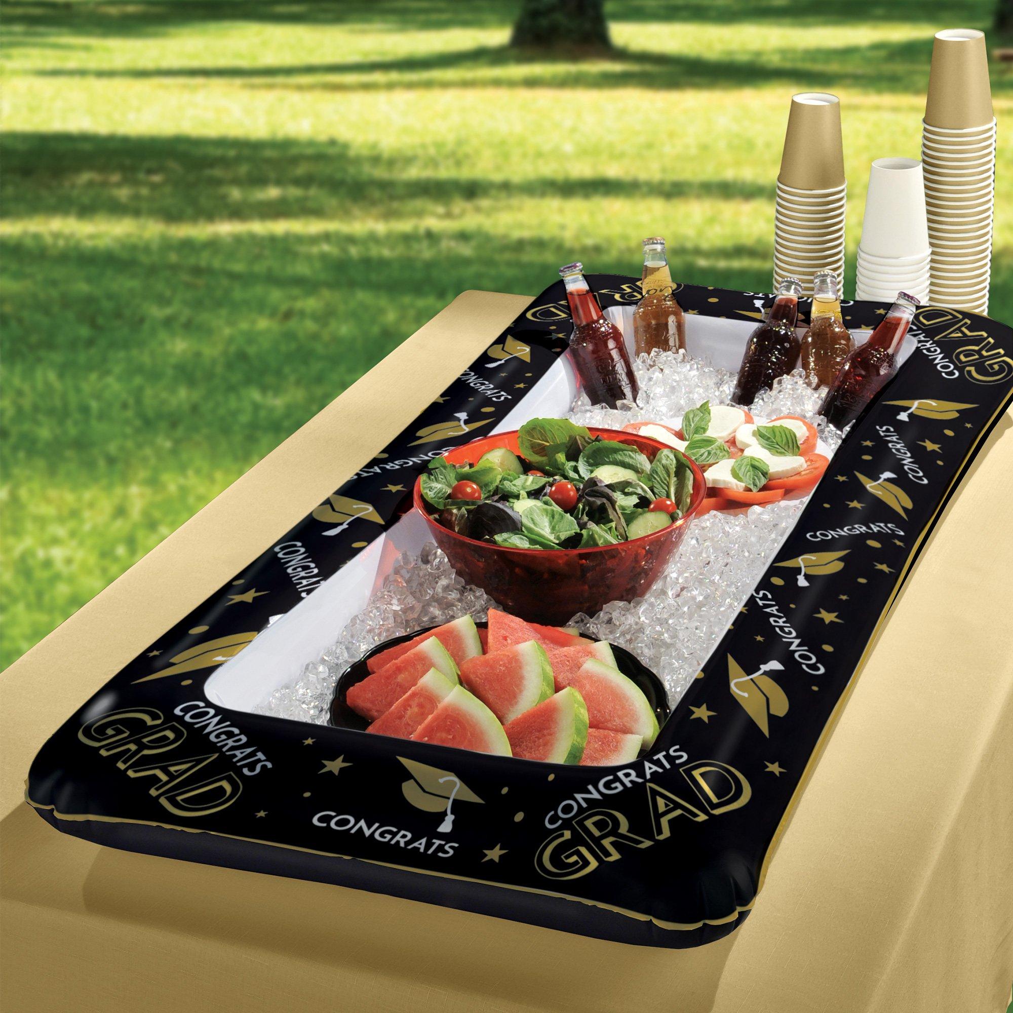 Inflatable Black & Gold Graduation Buffet Cooler, 4.1ft x 2ft