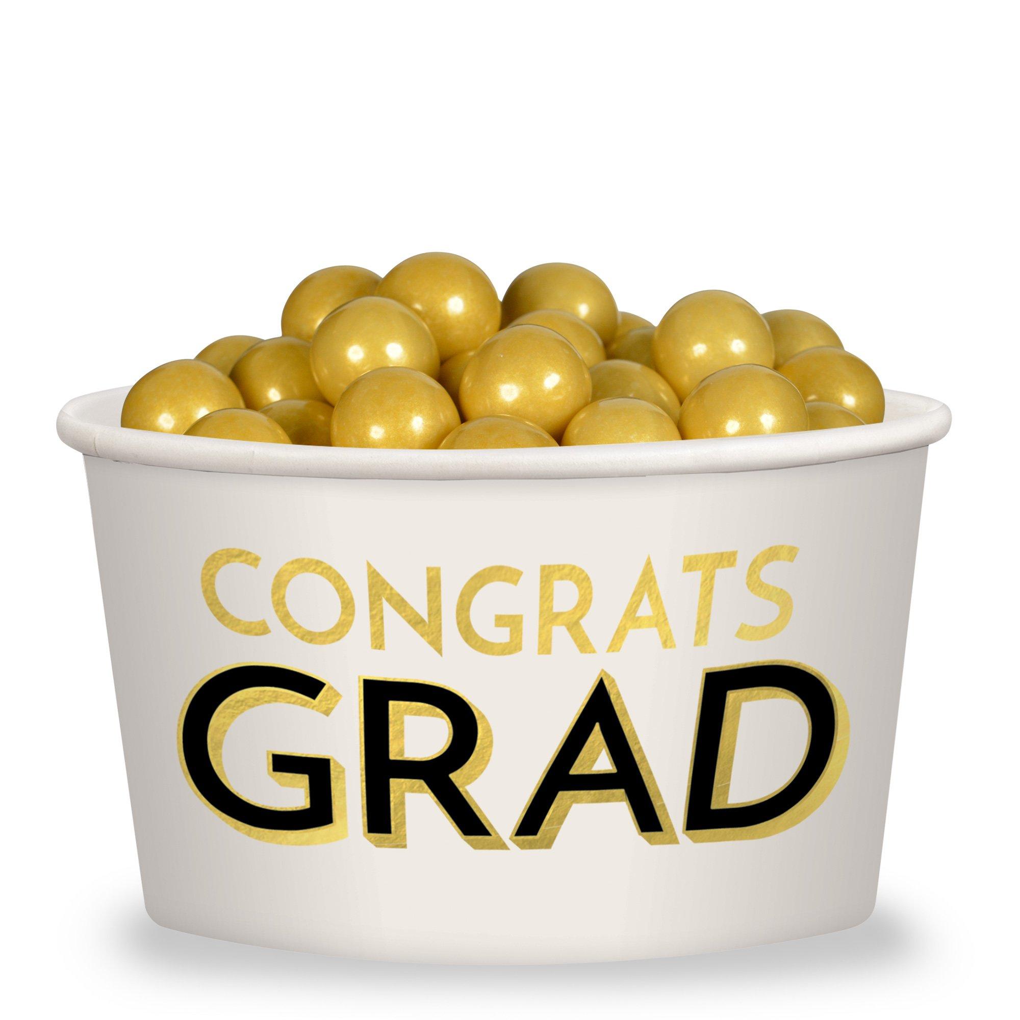 Black & Gold Congrats Grad Paper Treat Cups, 9.5oz, 8ct