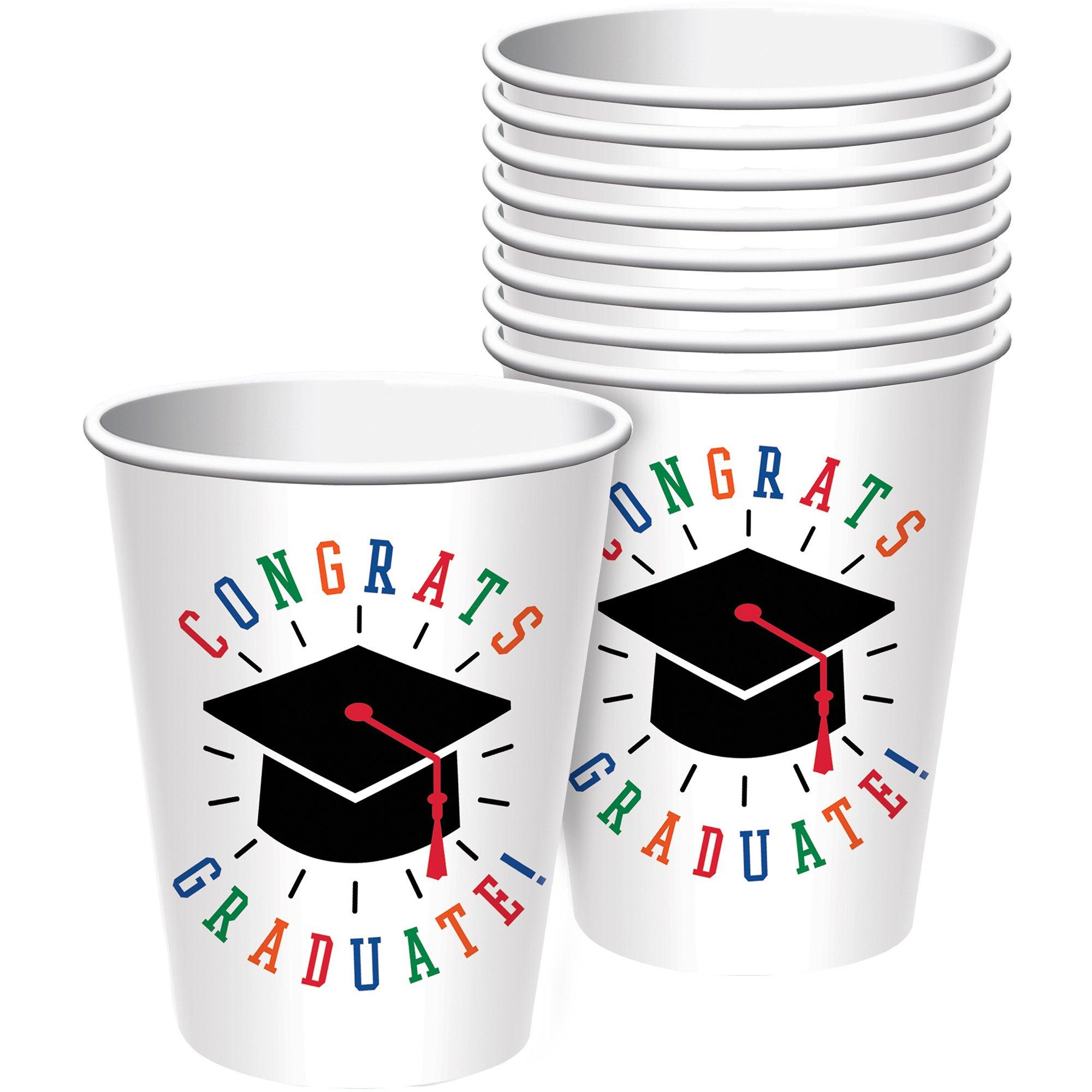 Multicolor Congrats Graduate Paper Cups, 9oz, 50ct - Day to Celebrate