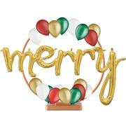 DIY Air-Filled Gold, Green & Red Merry Christmas Tabletop or Hangable Balloon Hoop Kit
