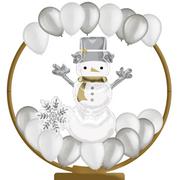 Air-Filled Silver & White Snowman Holiday Tabletop or Hangable Balloon Hoop Kit