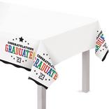 Multicolor Congratulations Graduate 2023 Plastic Table Cover, 54in x 102in - Graduation Brights