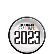 Multicolor Congratulations Graduate 2023 Paper Dessert Plates, 6.75in, 20ct - Graduation Brights