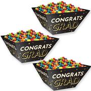 Black & Gold Congrats Grad Cardstock Snack Bowls, 12in, 3ct