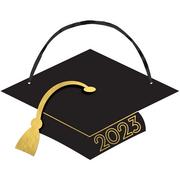 Black & Gold Class of 2023 Graduation MDF Sign with Tassel, 8in x 8.3in