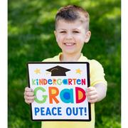 Peace Out Preschool/Kindergarten Reversible Photo Prop Cardboard Sign, 10in - Graduation Fun