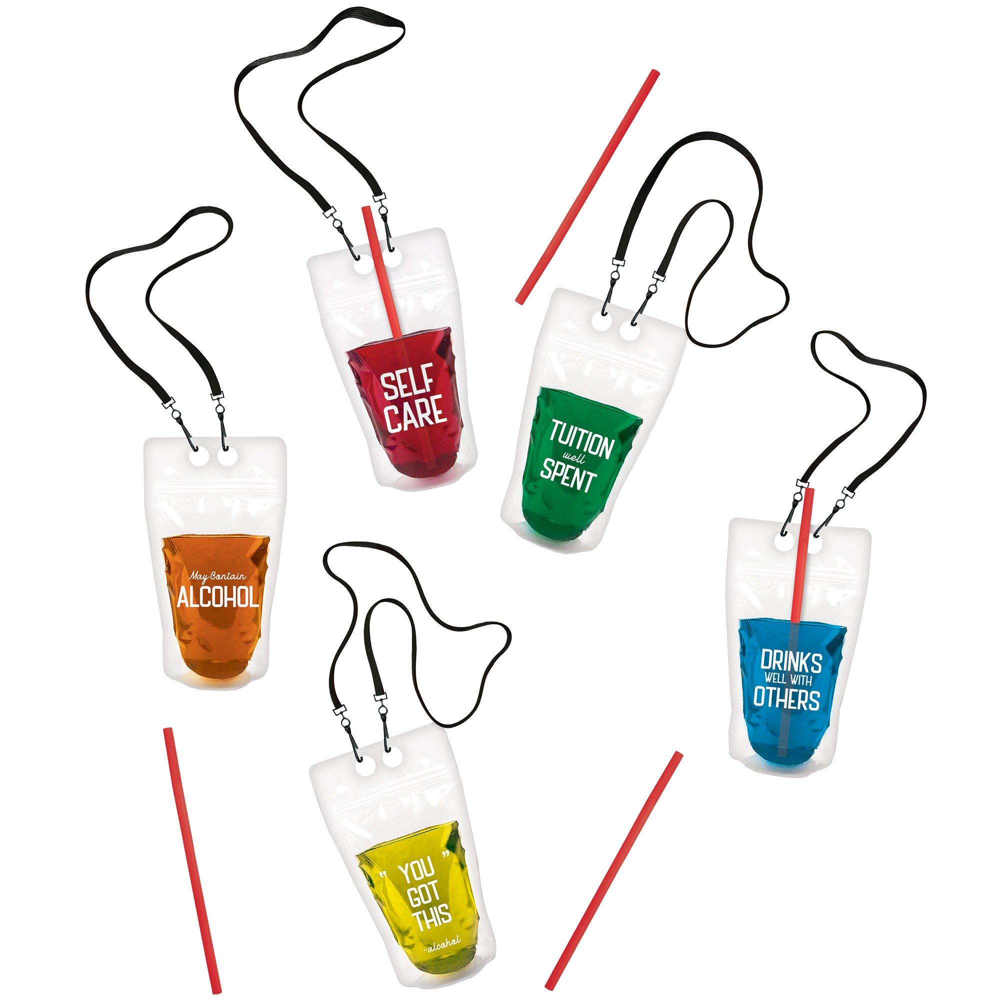 Custom Reusable Party Pouches With Straw Drink Pouches 