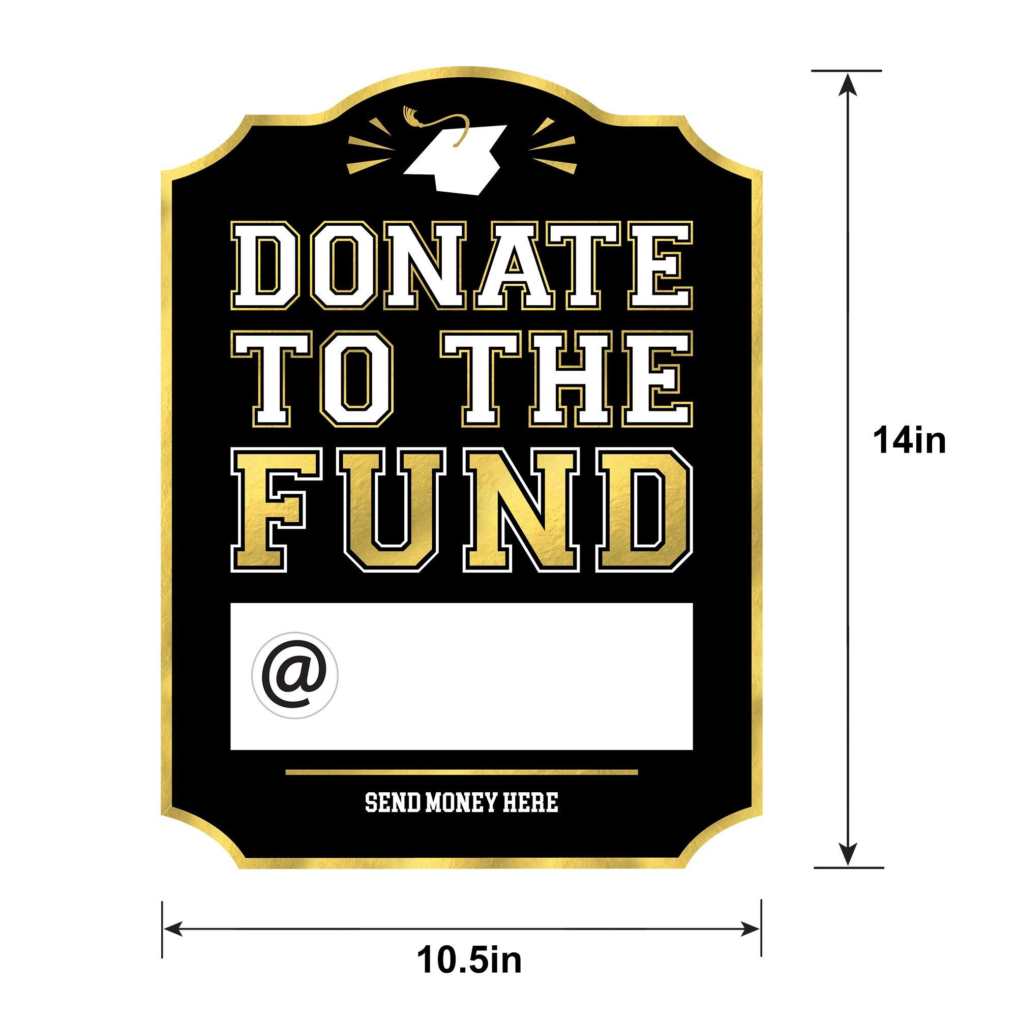 Customizable Black & Gold Donate Hanging Easel Sign, 10.5in x 14in