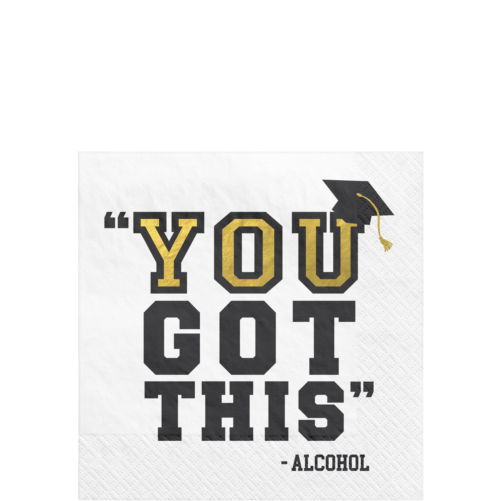 Black & Gold You Got This Paper Beverage Napkins, 5in, 16ct