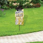 Black, Silver, & Gold Grad Party Plastic Yard Sign, 14in x 38in