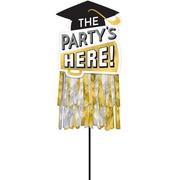 Black, Silver, & Gold Grad Party Plastic Yard Sign, 14in x 38in