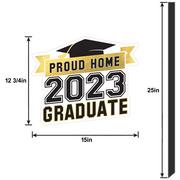 Black & Gold Proud Home 2023 Grad Plastic Yard Sign, 15in x 37in