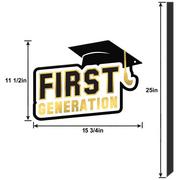 Black & Gold First Generation Grad Plastic Yard Sign, 15.7in x 36in