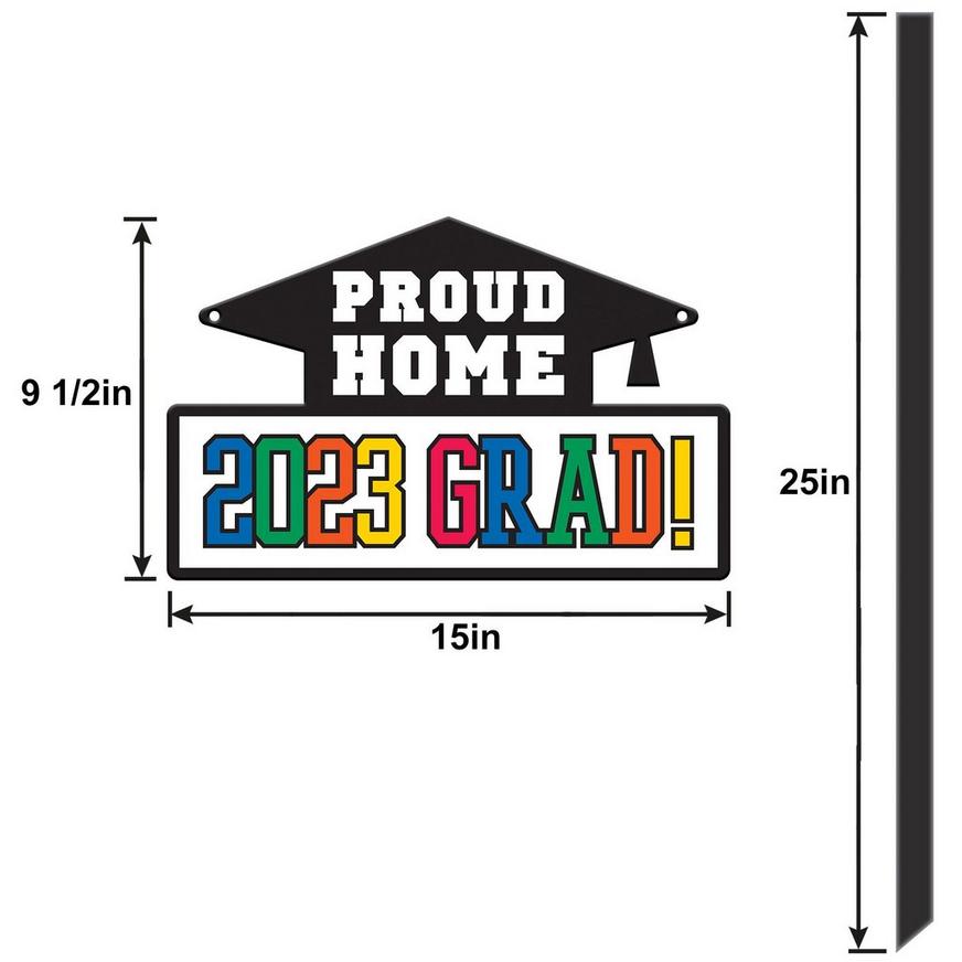 Proud Home 2023 Grad Plastic Yard Sign, 15in x 25in