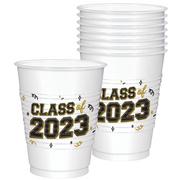 Metallic Gold & Black Class of 2023 Graduation Plastic Cups, 16oz, 25ct