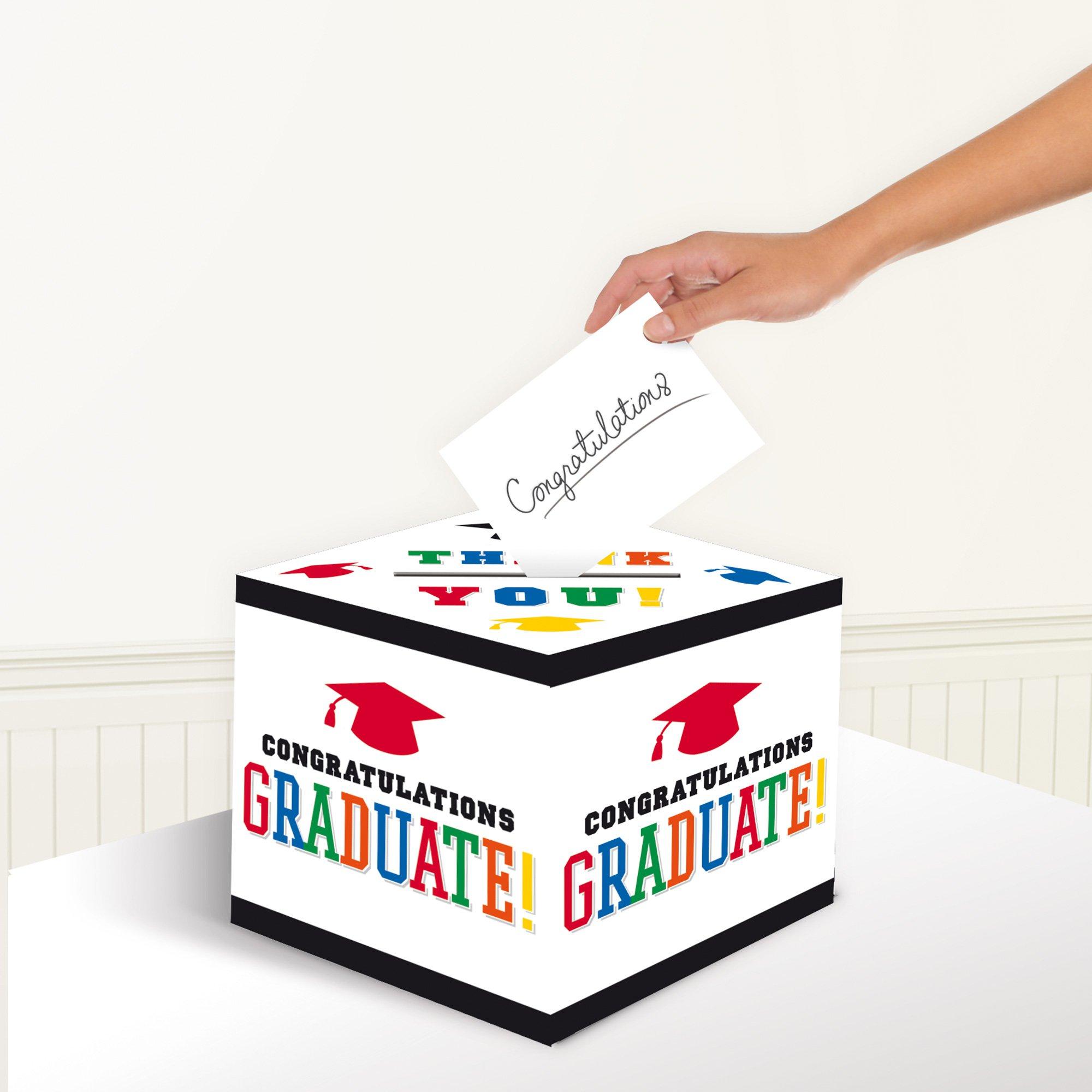 Multicolor Congratulations Graduate Cardstock Card Holder Box, 12in