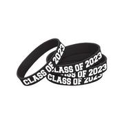 Black Class of 2023 Graduation Rubber Bracelet, 3.25in