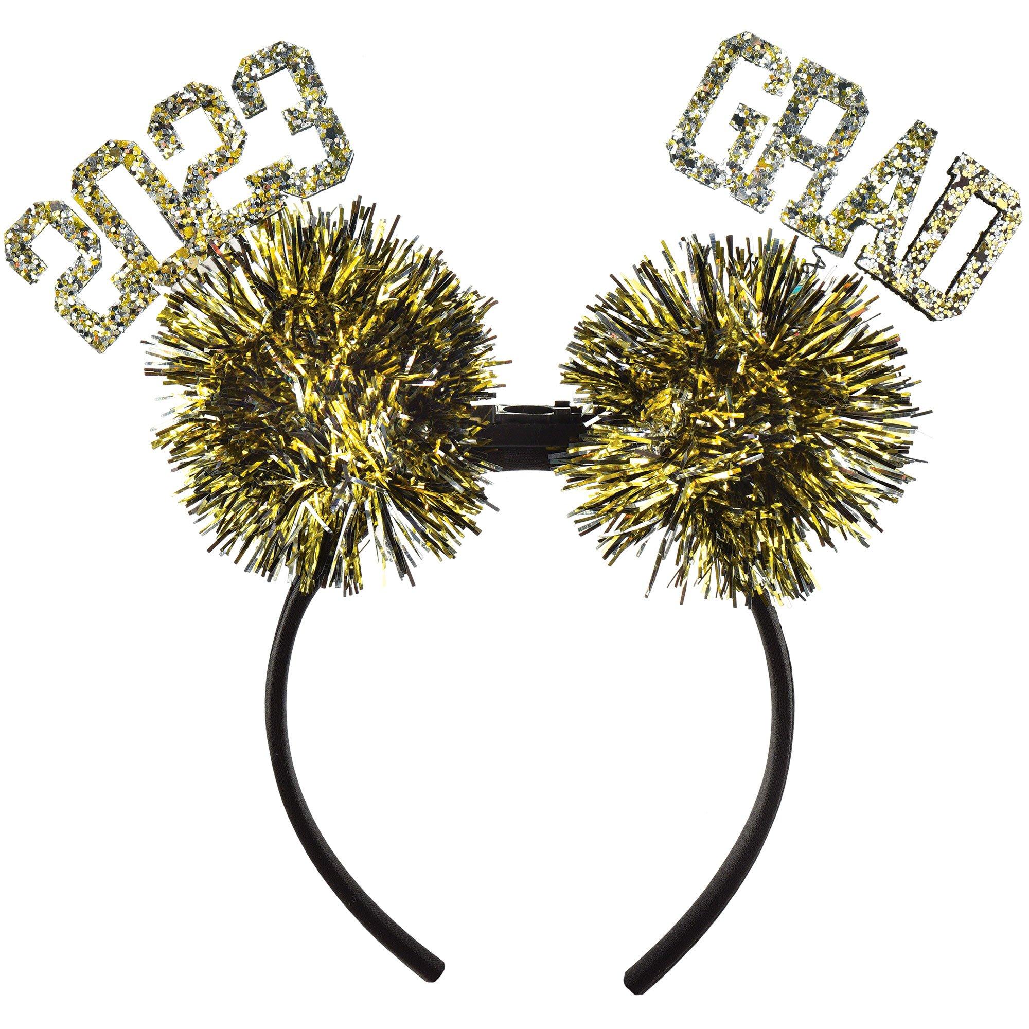 Light-Up Glitter 2023 Grad Pom Pom Head Bopper
