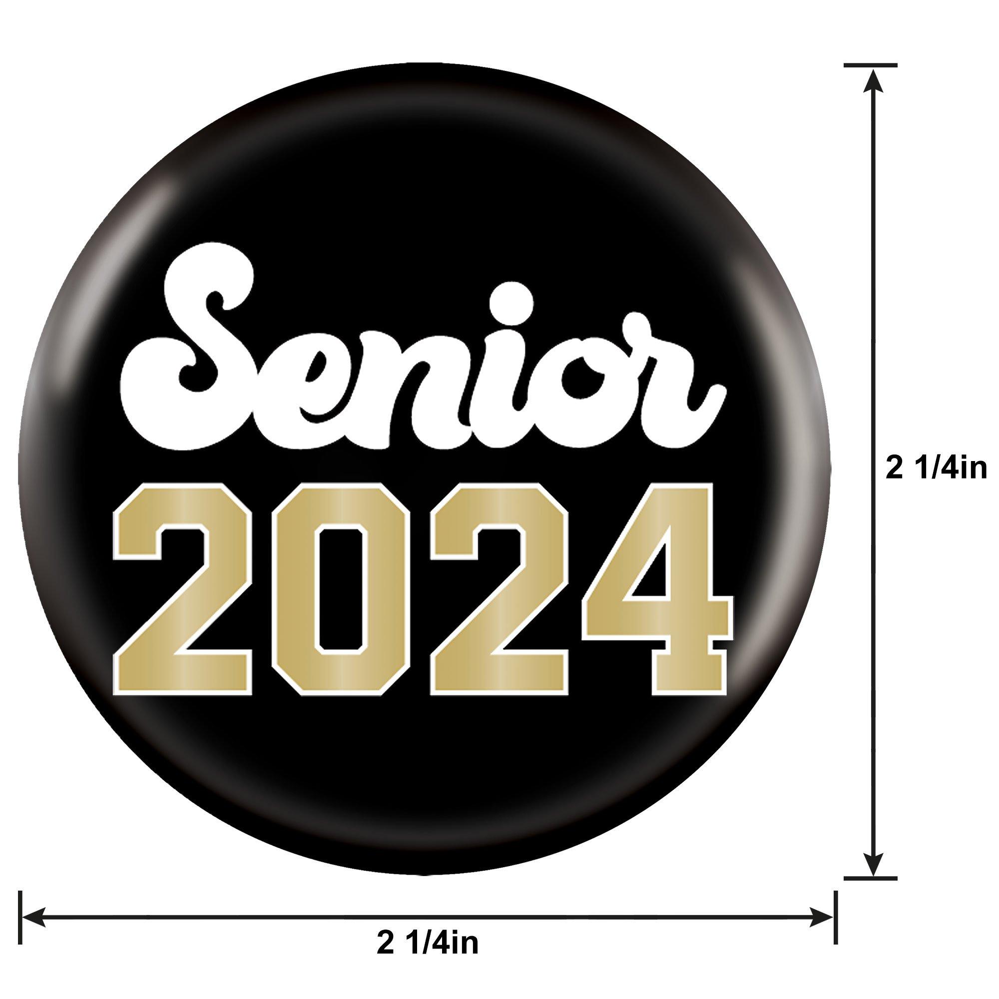 Metallic Gold Senior 2024 Graduation Buttons, 2in, 10ct