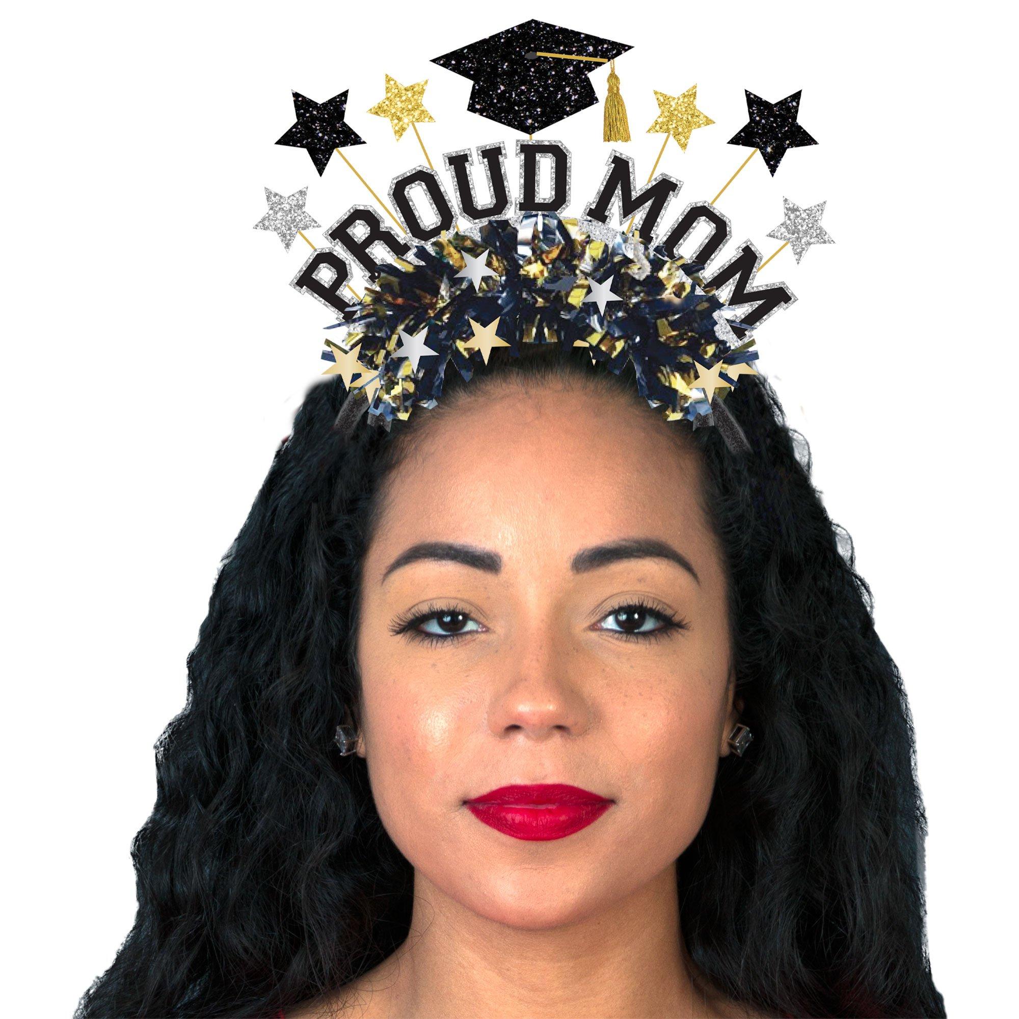 Black, Silver, & Gold Proud Mom Graduation Headband