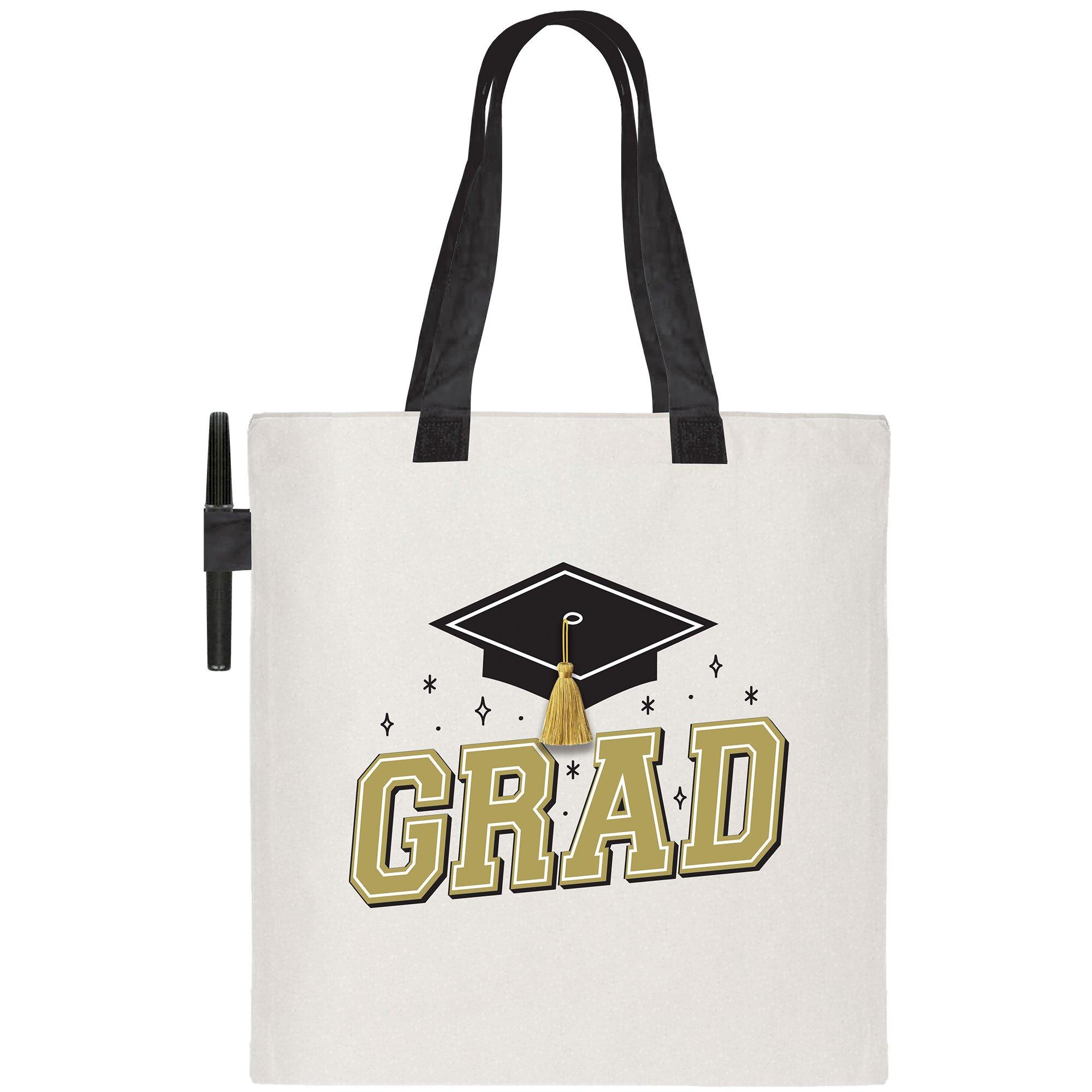 Graduation Autograph Canvas Tote Bag, 14in x 16in