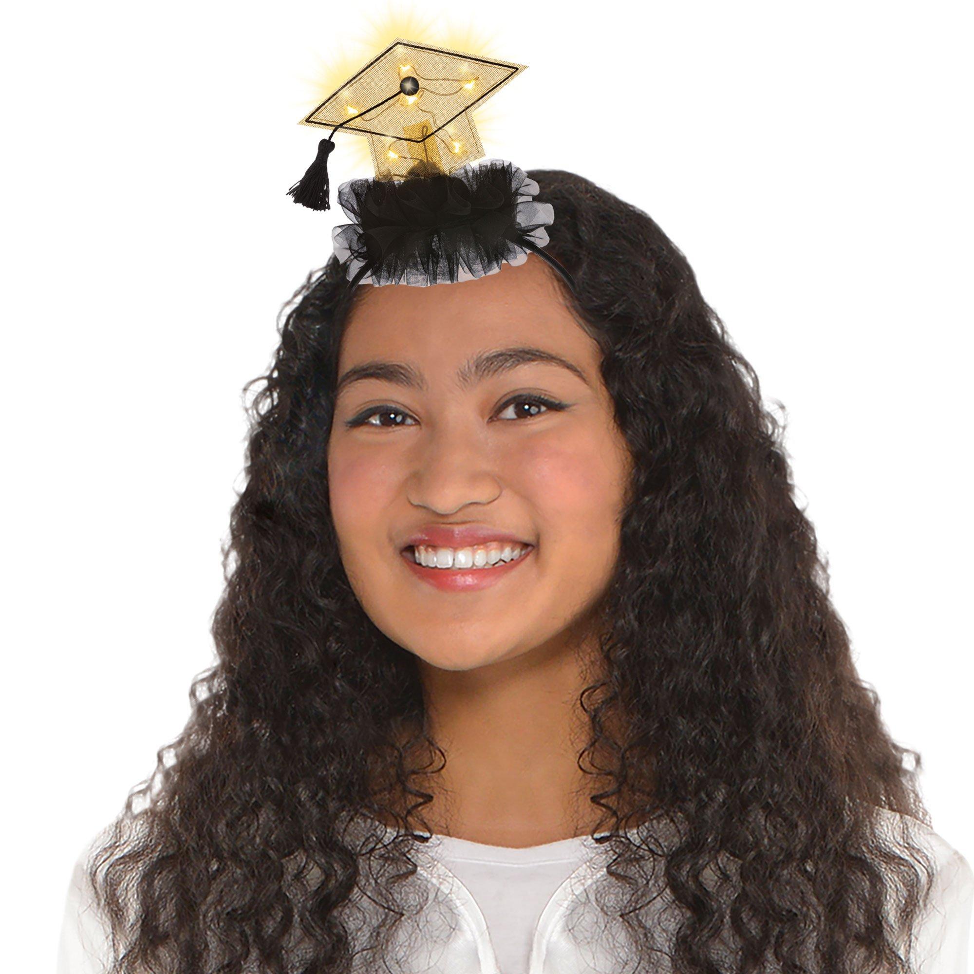 LightUp Black & Gold Graduation Cap Headband Party City