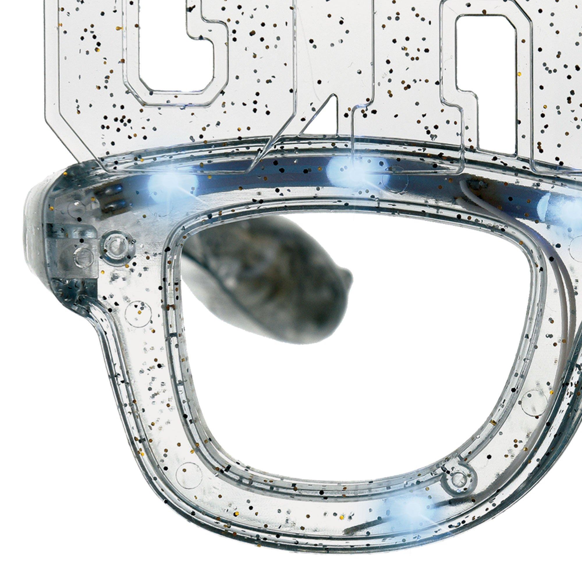 LightUp Black, Silver & Gold Glitter Grad Plastic Glasses Party City