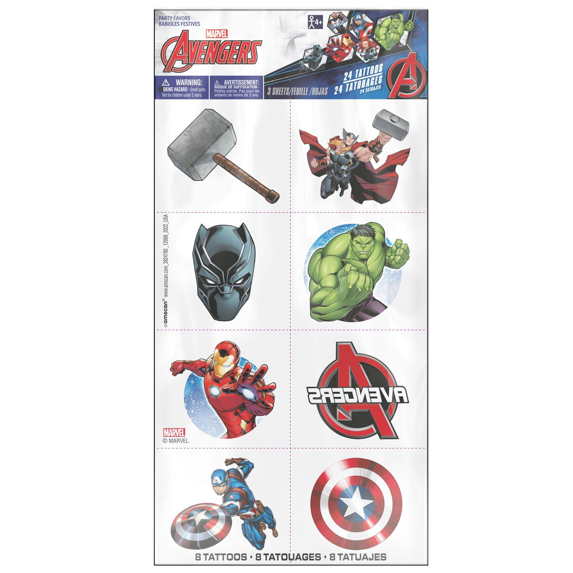 Marvel Powers Unite Temporary Tattoos, 3 Sheets, 24ct