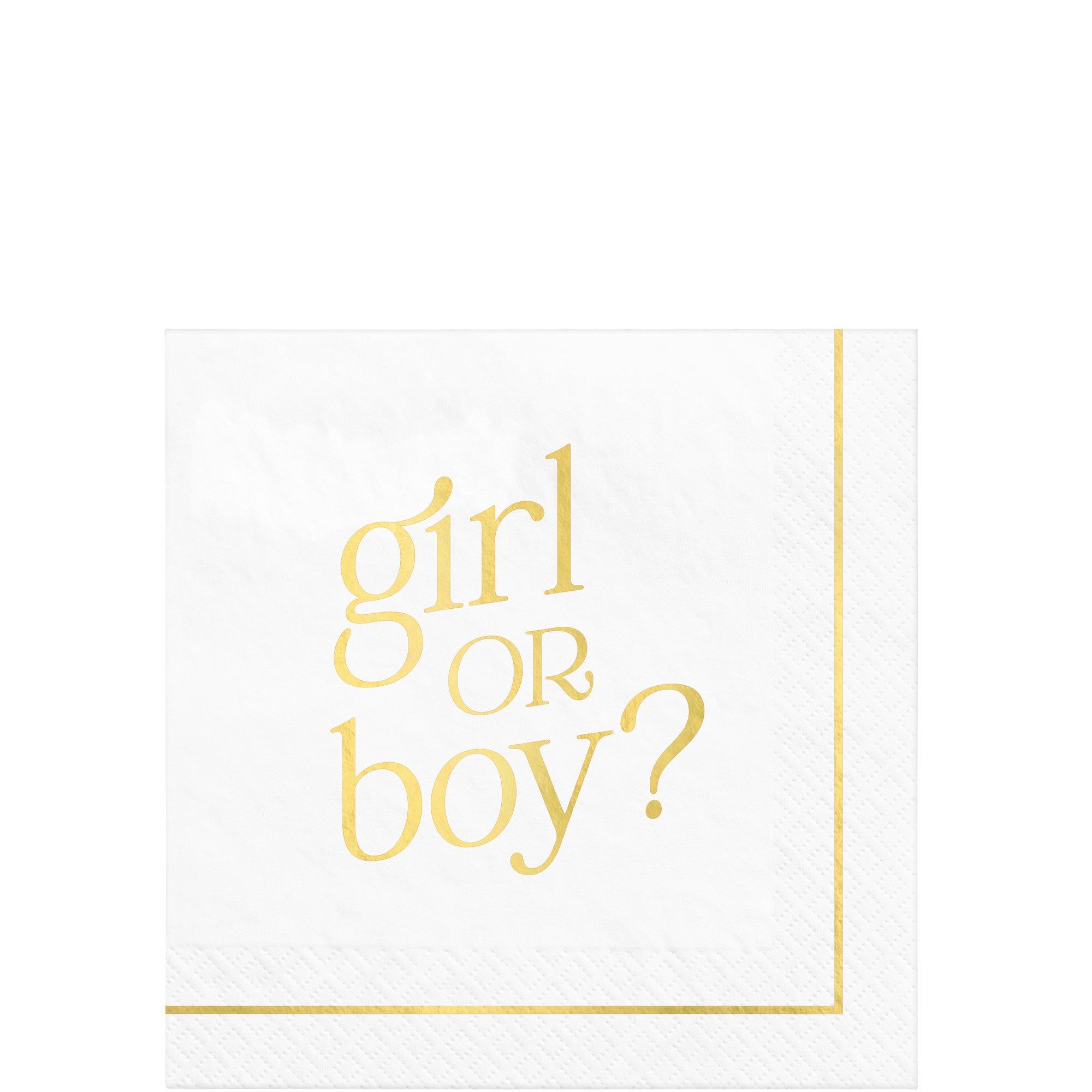 Metallic Girl or Boy Gender Reveal Paper Beverage Napkins, 5in, 16ct - Just Here for the Sex