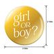 Metallic Gold Just Here for the Sex Gender Reveal Metal & Plastic Buttons, 2.5in, 10ct