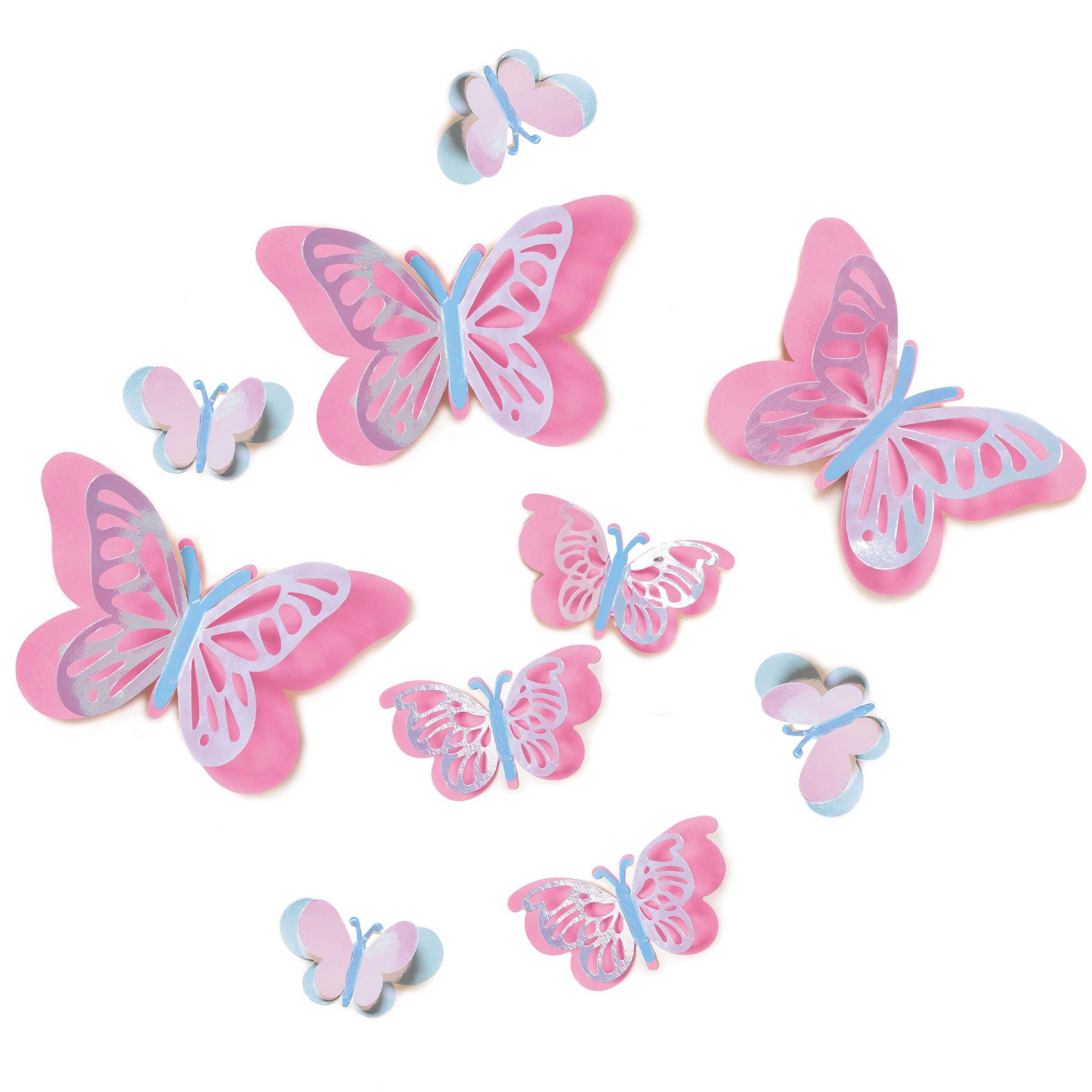 Iridescent Pink Butterfly Accent Décor Kit, 12pc