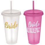 Bachelorette Party Plastic Tumblers with Straws, 24oz, 6ct