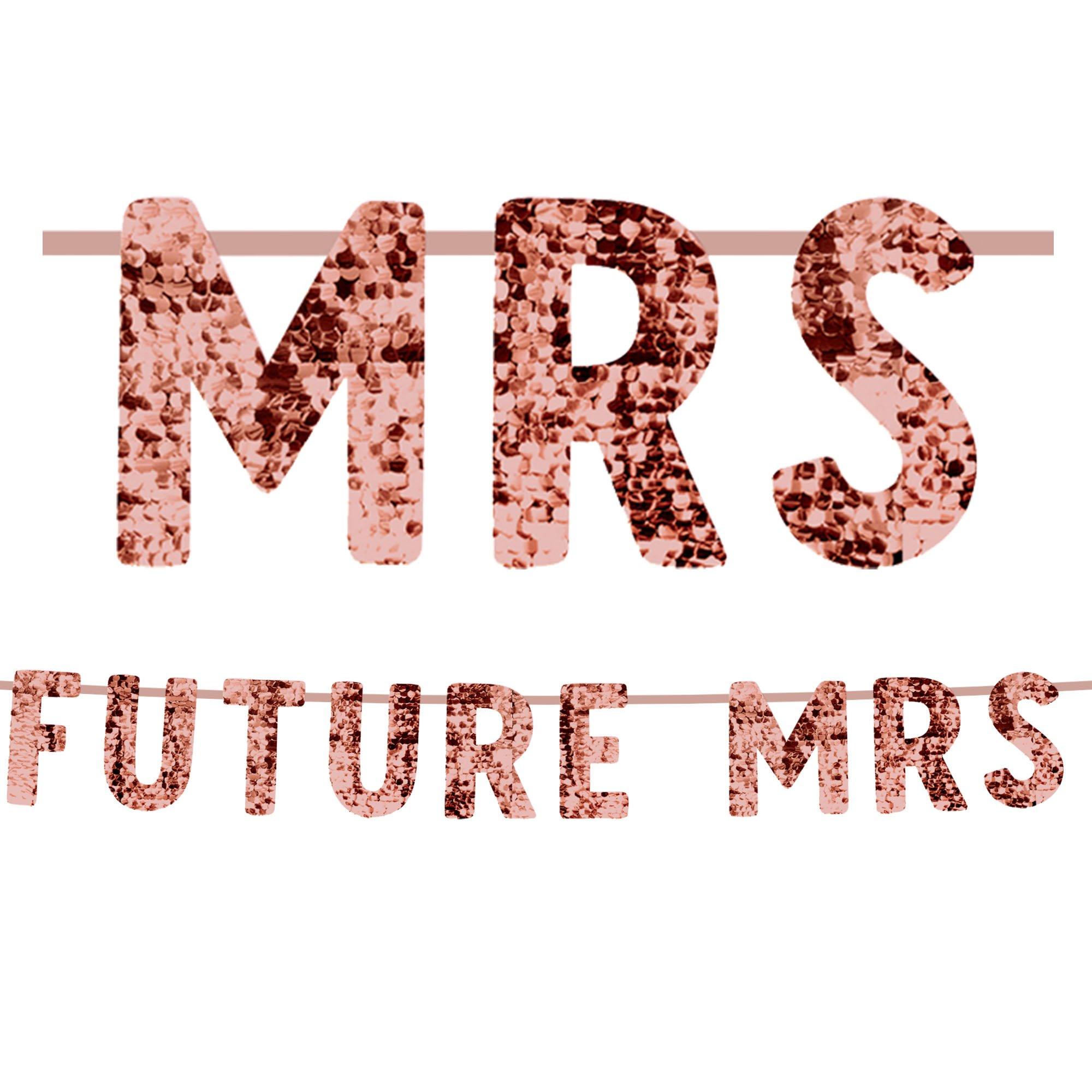 Rose Gold Future Mrs. Bachelorette Party Sequin Letter Banner, 12ft