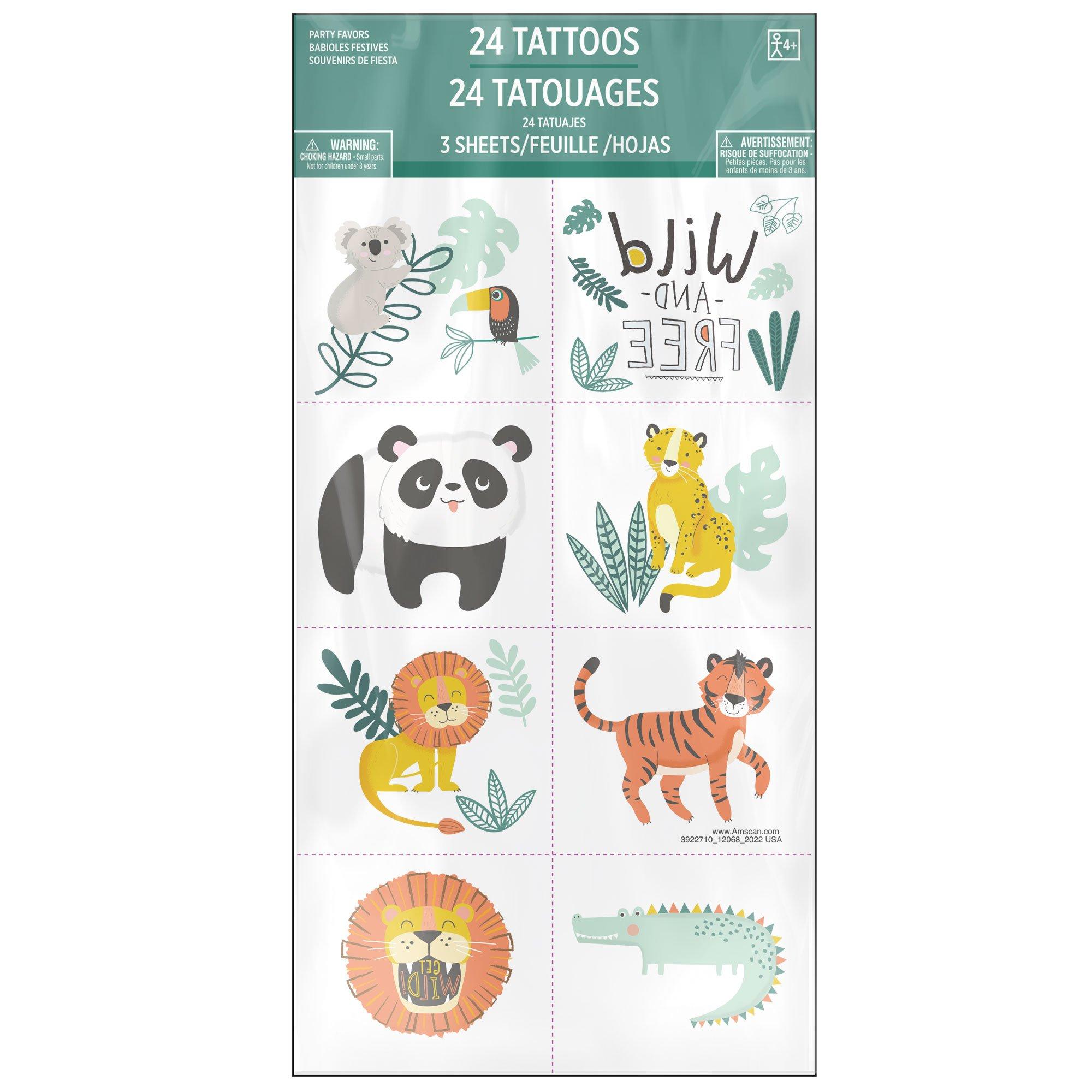 Get Wild Jungle Temporary Tattoos, 3 Sheets, 24ct