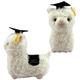 White Fuzzy Graduation Llama Plush, 11in