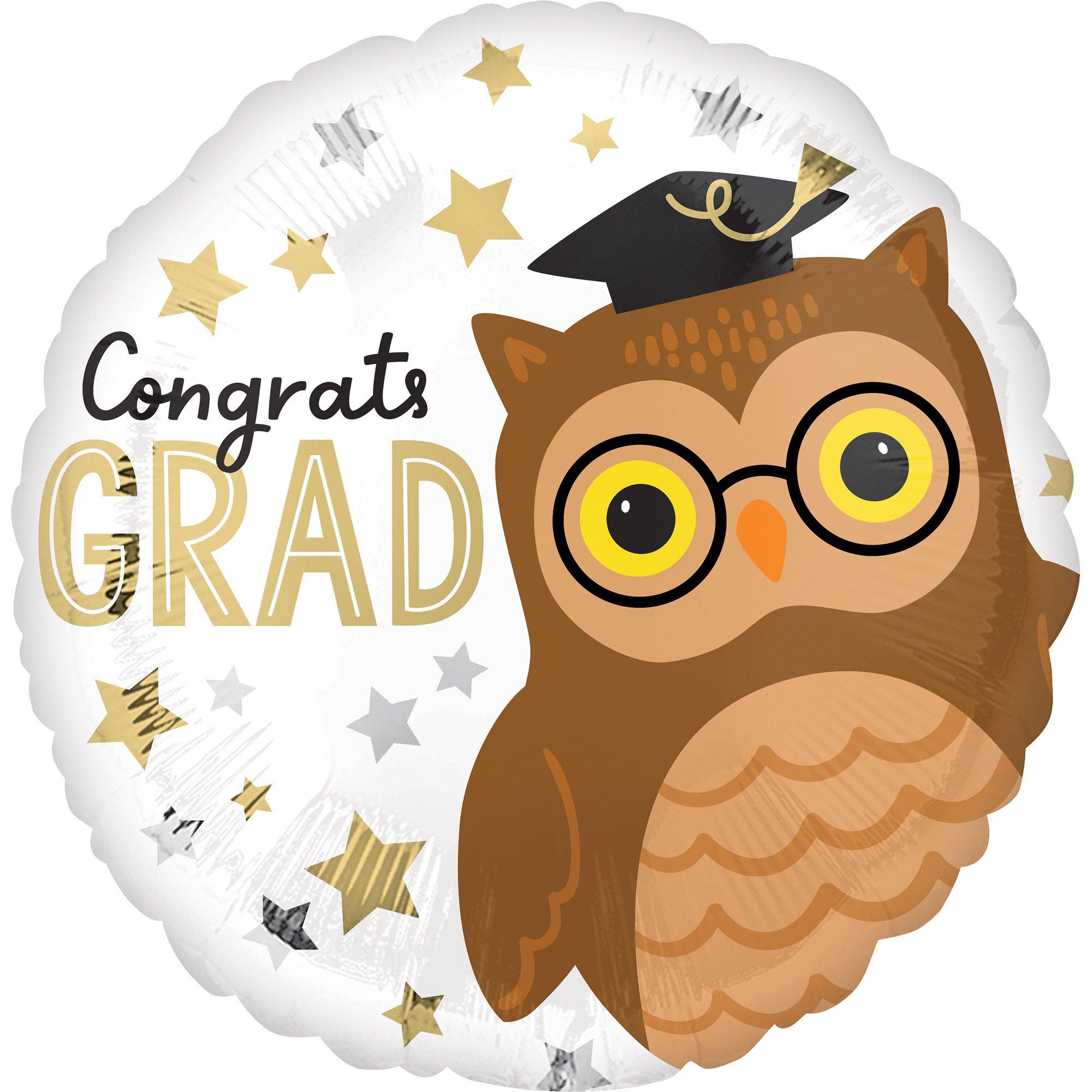 Wise Owl Congrats Grad Foil Balloon, 17in