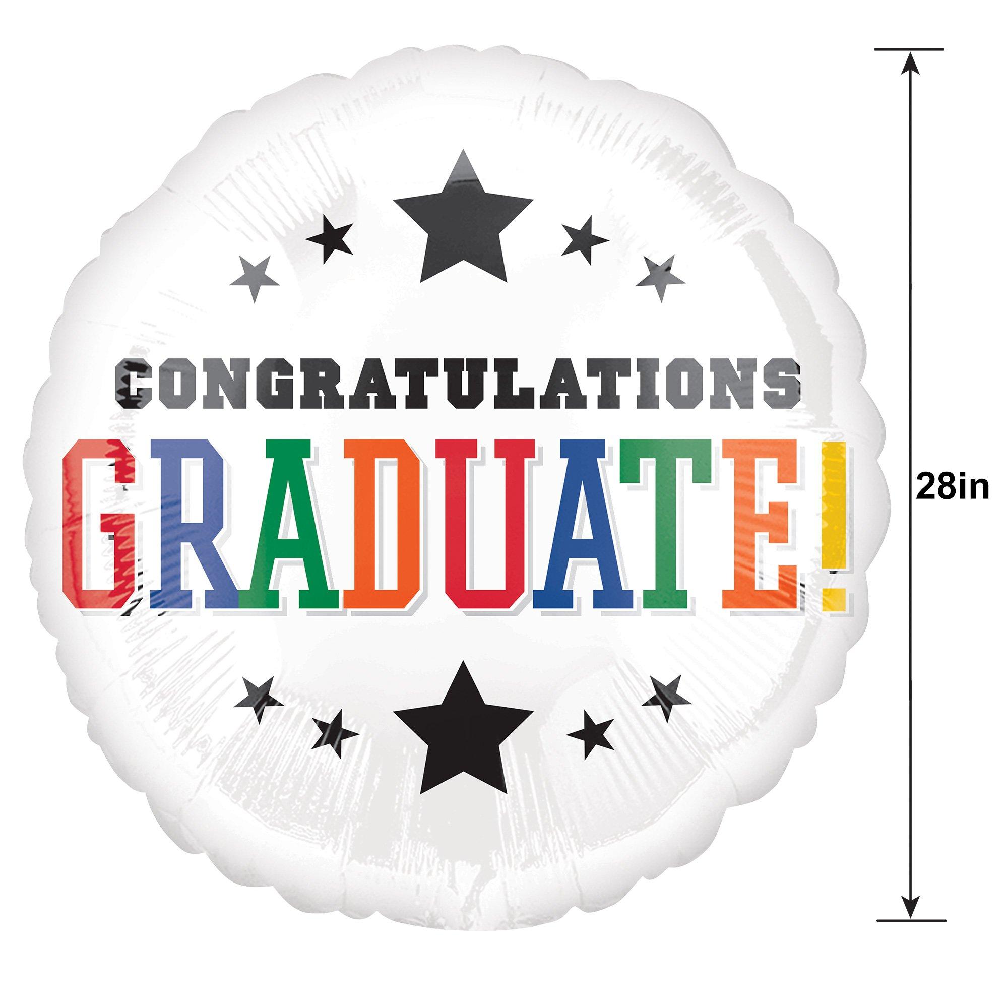 Multicolor Congratulations Graduate Foil Balloon, 28in - Graduation Brights