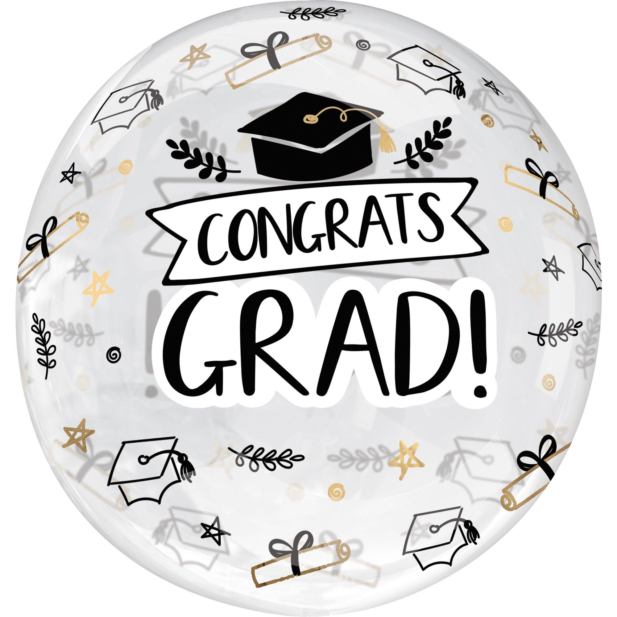 Clearly Sketched Impressions Congrats Grad Plastic Balloon, 18in - Clearz™