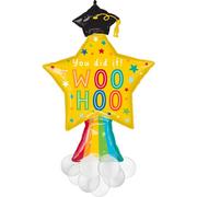 Woo Hoo Shooting Star Graduation Foil & Latex Balloon, 27in x 45in - Graduation Fun